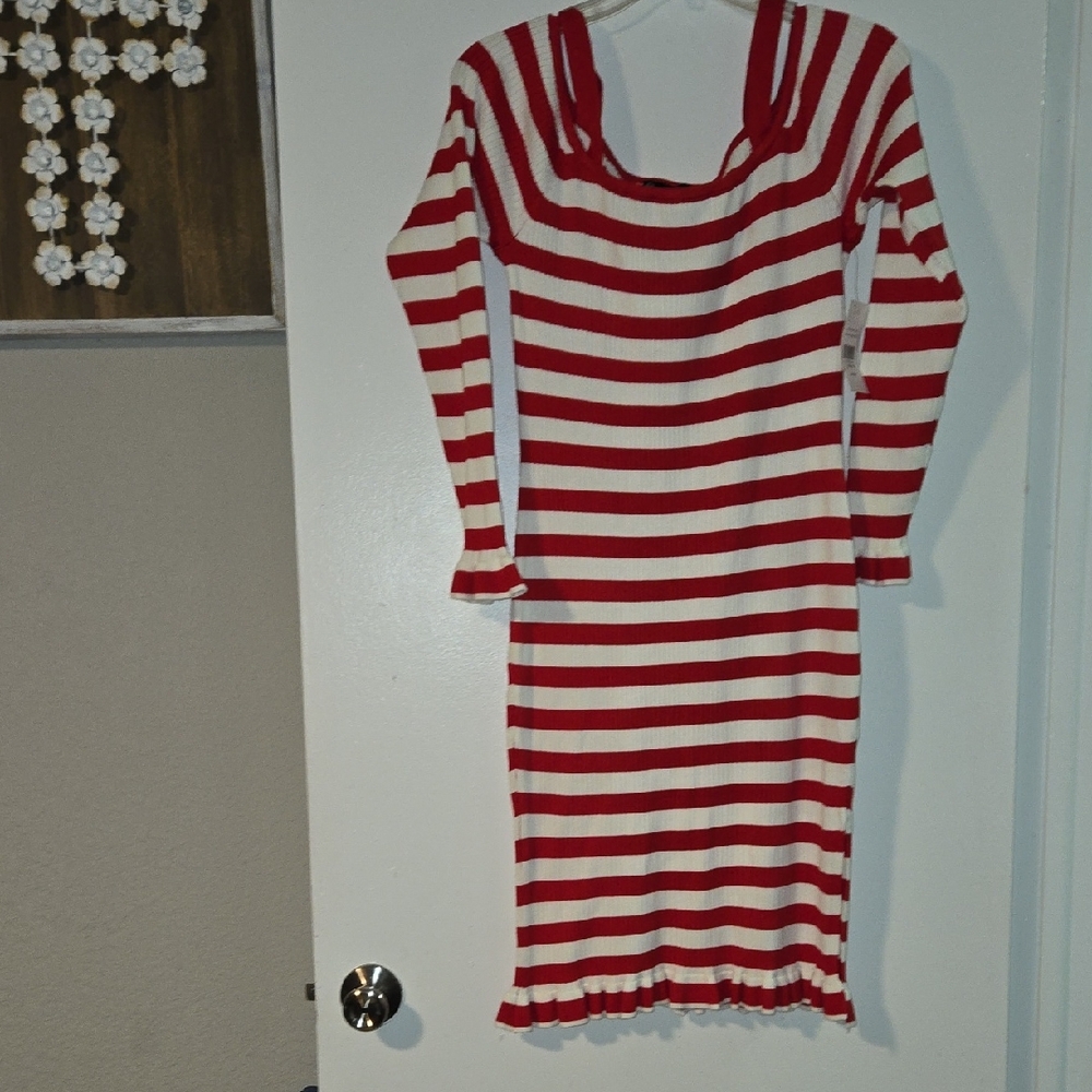 Fashion to Figure Red and White Striped Dress